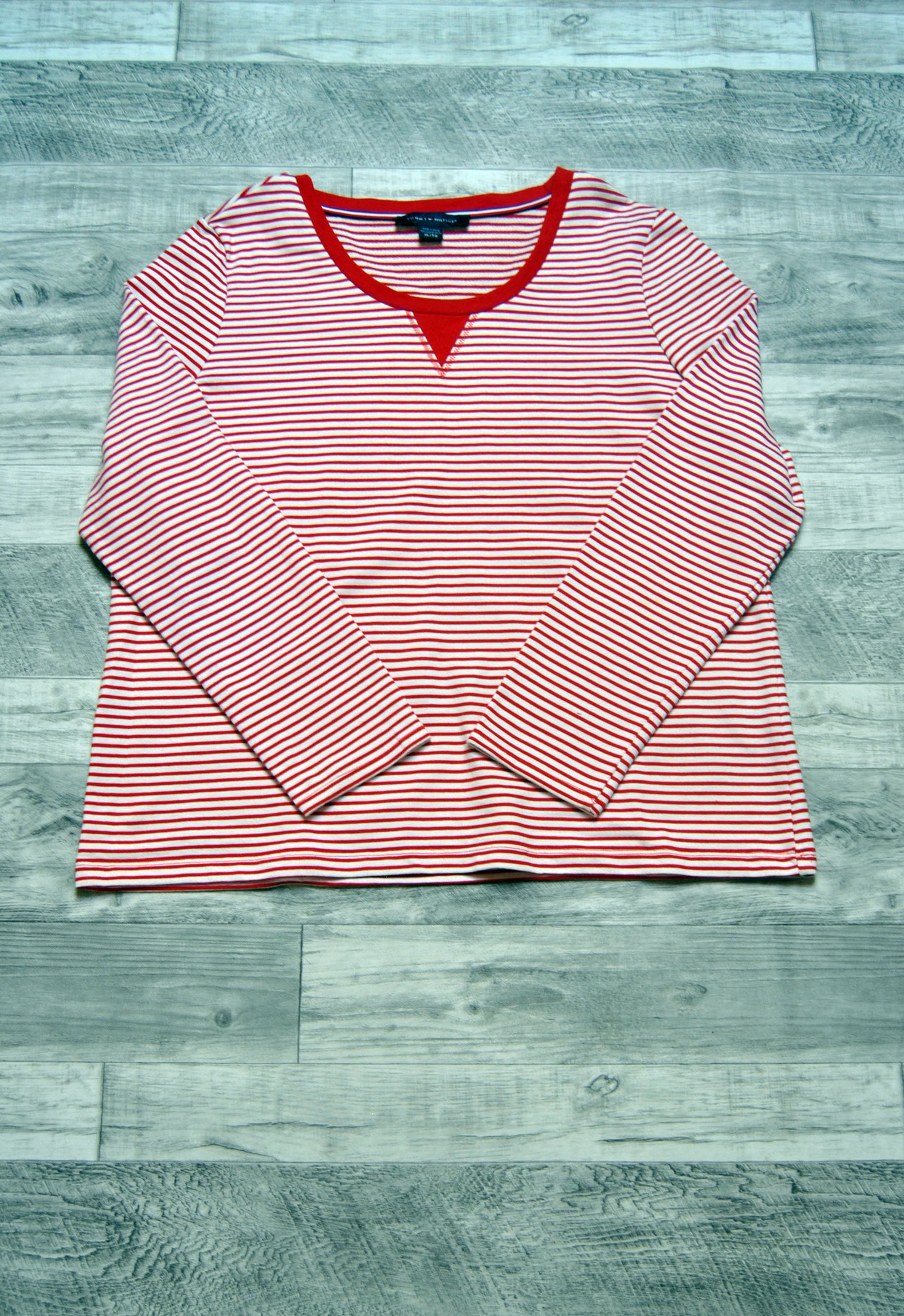 Camiseta de Manga larga Tommy Hilfiger Blanca rayas rojas XL
