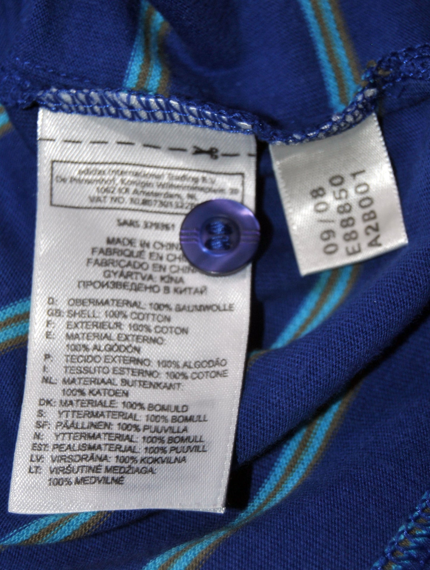 Polo Adidas de color azul con rayas. Talla M. Segunda mano