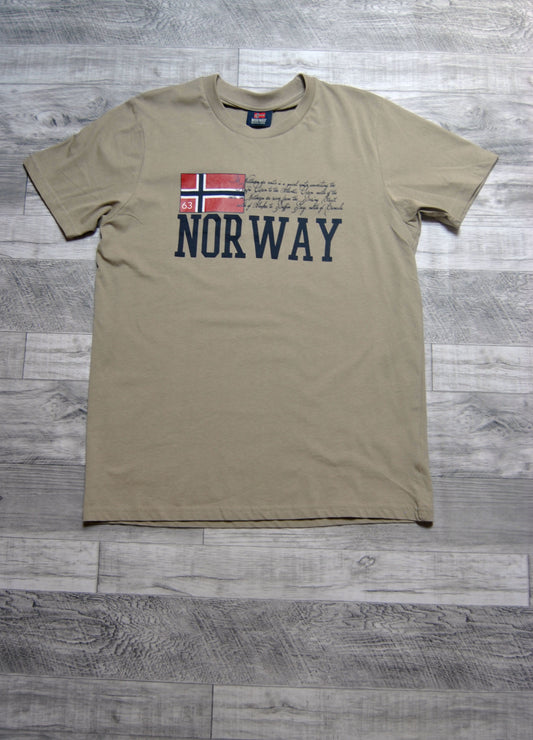 Camiseta Norway de color beige con estampado. Talla M.