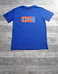Camiseta Norway de color azul eléctrico con estampado. Talla XL.