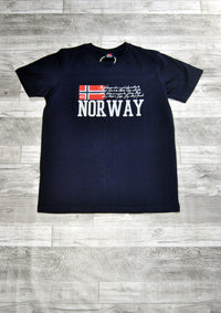 Camiseta Norway de color azul marino con estampado. Talla M.