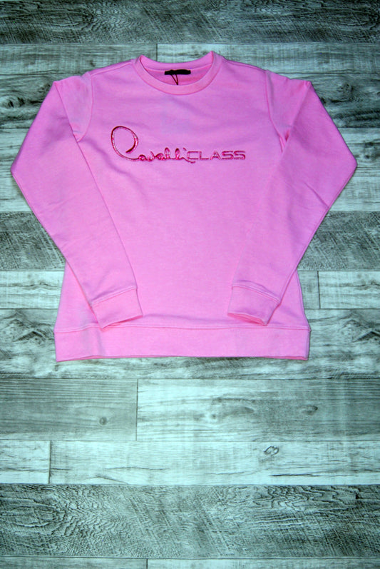 Sudadera bordada Cavalli Class de color rosa. Talla S.