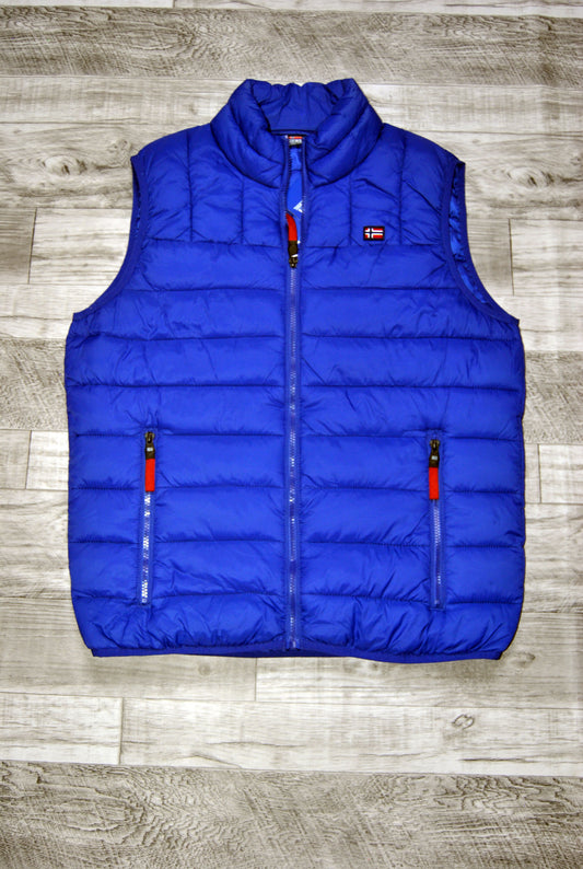 Chaleco Norway color azul eléctrico con 2 bolsillos. Talla M.