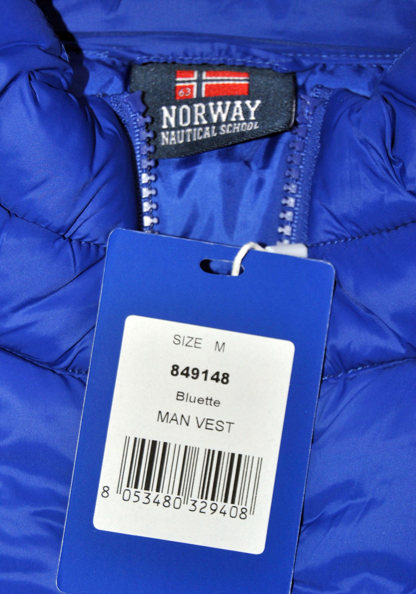 Chaleco Norway color azul eléctrico con 2 bolsillos. Talla M.