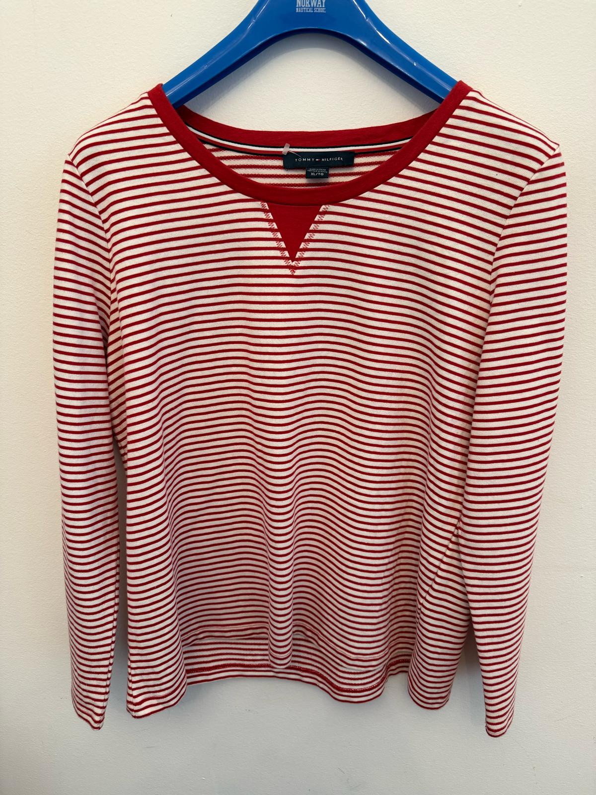 Camiseta de Manga larga Tommy Hilfiger Blanca rayas rojas XL